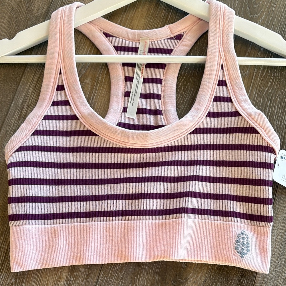 FP Movement by Free People Pink and Purple Striped Crop Top